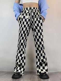 ⚡️Buy Checkered High Waist Flare Leg Pants Black M under $37.00 in Pants Online. Style: Casual, Street Color: Black Main Material: Polyester, Spandex Fit Type: Regular Design: High Rise Waistline, Functional Pockets, Elasticated Waistband, Checkered Print Detail. ✓2022 NEW YEAR SALE | $10 OFF OVER $75 CODE: NY1 I $25 OFF OVER $125 CODE: NY2 | $35 OFF OVER $215 CODE: NY3✓Free Shipping on all orders over $69 USD.. Check reviews and order Checkered High Waist Flare Leg Pants today. Trendy Fitted Cargo Pants, Y2k Trousers For Fall Season, Fall Y2k High-waisted Pants, Y2k Style Trousers For Fall, Y2k Style Fall Trousers, Trendy Fitted Pants For Streetwear, Fall Y2k Style Trousers, Fall Y2k Trousers, Trendy Street Style Bottoms For Spring