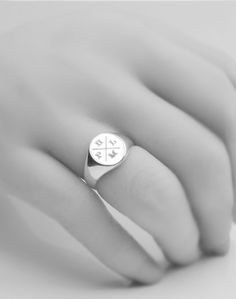 Classic Signet Ring in solid sterling silver Engrave this ring with your family initials in a cross design (cross design can be replaced by arrows at your request). * Shank tapers from 7.5mm to 3.4mm making this ring very comfortable to wear * The signet on this ring is solid not hollow * Choose from US ring size 4, 5, 6, 7, 8, 9, 10 or 11 * Solid .925 Sterling Silver (not plated) ~ Hallmarked * Made in the U.S.A. * Features a 11 x 9 mm signet plate for personalization (varies slightly by size) Couples Initials, Print Handwriting, Fingerprint Jewelry, Monogram Jewelry, Personalized Pendant, Cross Design, Cross Designs, Pinky Ring, Engraved Rings