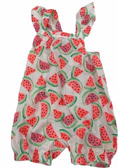 Watermelon Slices, Girls Rompers, Sleeved Romper, Baby & Toddler Clothing, Childrens Place, Flutter Sleeve, Baby Accessories, 12 Months, Baby Toddler