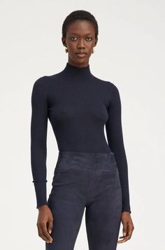 MOCK NECK TOP INKWELL Fall Mock Neck Long Sleeve Top In Fine Knit, Fall Mock Neck Long Sleeve Fine Knit Top, Fitted Fine Knit Turtleneck, Fitted Fine Knit High Neck Turtleneck, Fall Fine Knit Long Sleeve Mock Neck Top, Fall Mock Neck Top With Ribbed Neckline For Work, Ribbed Mock Neck Top For Workwear In Winter, Stretch Mock Neck Top With Fine Knit Long Sleeves, Winter Ribbed Mock Neck Top For Workwear