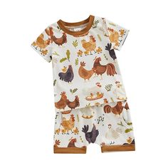 Get your little one ready for summer with our CHICKENS Summer Outfit! This cute baby girl outfit features playful chicken prints, perfect for a day of fun in the sun. Cute Toddler Boy Outfits, Shirt Shorts Outfit, Shorts Set Outfit, Baby Boy Summer Clothes, Cute Toddler Boy, Toddler Boy Outfit, Toddler Baby Boy, Farm Chicken, Outfit Baby Boy