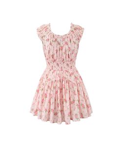 Infuse your wardrobe with a touch of romance with the Alexxa Floral Ruffle Mini Dress This charming dress features a delicate floral print on a soft pink background, capturing the essence of a blooming garden. The ruffle details along the neckline and sleeves add a playful flair, while the smocked waist creates a flattering silhouette. Perfect for sunny days, picnics, or any occasion where you want to feel effortlessly feminine and chic. Details: Sweet floral print on a soft pink fabric for a fr Feminine Rose Print Dress, Pink Feminine Floral Dress With Ditsy Print, Spring Rose Print Dress For Daywear, Feminine Pink Floral Dress With Ditsy Print, Pink Feminine Ditsy Floral Dress, Pink Ditsy Floral Print Spring Dress, Pink Ditsy Floral Print Dress For Spring, Feminine Ditsy Floral Print Dress For Garden Party, Feminine Floral Print Dress For Brunch