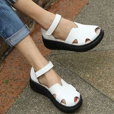 Summer Wedge Sandals, White Wedge Heels, Casual Wedges, Summer Wedges, White Wedges, Buckle Ankle Boots, Strap Sandals Women, Comfortable Style, Shoes Heels Wedges