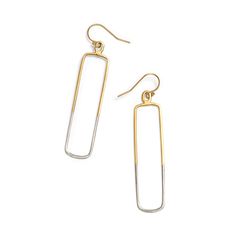 Ventana Earrings - Cynthia Jones Jewelry Gold Dual-tone Earrings, Elegant Dual-tone Earrings, Trendy Everyday Brass Earrings, Trendy Gold Linear Earrings For Everyday, Everyday Brass Linear Earrings, Modern Southwest Style, Southwest Style, Earrings Studs, Oxidized Silver