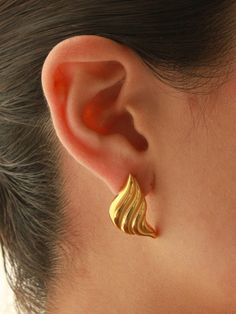 Wing shaped gold earrings Stainless steel and waterproof. Sold in pairs Made in USA Wave Earrings, Custom Bangle, Wings Earrings, Wings Pendant, Golden Wings, Trending Bracelets, Trending Necklaces, Chunky Earrings, Pearl Necklace Earrings