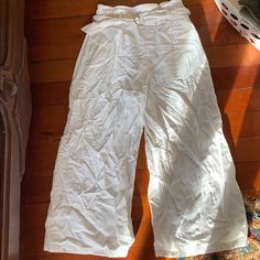 Love Tree 100% Linen Pants High Waisted W/ Linen Belt & Belt Loop Perfect Breezy Pants For Working From Home! Nwt Size Medium, Fits Like A 4/6 With Stretchy Waistband Deep Pockets! Tree Pants, Linen Belt, Pants High Waisted, White Linen Pants, Love Tree, White Jumpsuit, Linen Pants, White Linen, Working From Home