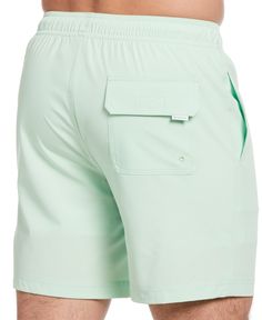 Designed to easily transition from the beach to a relaxing patio lunch, these Cubavera men’s swim shorts feature a versatile solid-colored design. The swimming shorts are made from a flexible stretch fabric that lets you move comfortably. A drawstring elasticized waist keeps them securely in place. Sun protection and moisture-wicking technologies keep you feeling dry while sun protects blocks UV rays while you lounge by the pool or play a game of beach volleyball. The swim trunks are crafted fro Summer Nylon Swim Trunks With Side Pockets, Short Swim Trunks With Pockets, Casual Solid Color Swim Trunks For Poolside, Casual Solid Swim Trunks For Poolside, Solid Shorts For Pool, Solid Color Swim Trunks With Pockets For Beach Season, Solid Swim Trunks With Pockets For Beach Season, Swim Trunks With Pockets For Beach Season, Summer Swim Trunks With Side Pockets