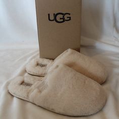 Size Info Whole Sizes Only; For 1/2 Sizes, Order Next Size Up. Details & Care This Plush Backless Slipper Is Supremely Warm And Cozy Thanks To Uggpure, A Textile Made Entirely From Wool To Feel And Wear Like Genuine Shearling. Uggpure Wool Upper And Lining/Rubber Sole New In Box-9 Without Original Box Guaranteed Authentic Slippers Aesthetic, Sarah Core, Fall Slippers, Ugg Coquette, Uggs Moccasins, Trashy Outfits, Ugg Tasman Slippers, White Slippers, Indoor Outdoor Slippers