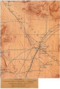 an old map shows the route of many roads