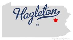 the map of hazleton pa with red stars on it's white background