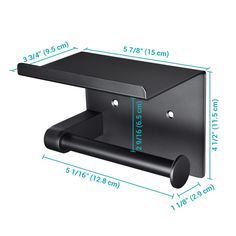 an image of a black shelf with measurements