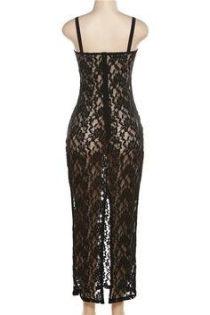 This enchanting maxi dress features delicate lace floral details and a stunning see-through mesh design, creating an ethereal look. Perfect for formal events or garden parties, it combines romance and elegance for a truly unforgettable ensemble. Details: Elasticity: Slight Stretch Fabric Type: POLYESTER Silhouette: STRAIGHT Neckline: slash neck Material: POLYESTER Size (IN) Bust Size Skirt Length S 29.13-37.80 48.03 M 30.71-39.37 49.21 L 32.28-40.94 50.39 Sheer Lace Floor-length Dress, Elegant Lace Dress With Sheer Bodice, Floor-length Sheer Lace Dress, Sheer Lace Floor-length Maxi Dress, Fitted Backless Maxi Dress With Lace Trim, Fitted Lace Patchwork Maxi Dress For Party, Fitted Lace Maxi Dress With Lace Bodice, Gala Lace Maxi Dress With Lace Bodice, Fitted Sheer Maxi Dress For Prom Season