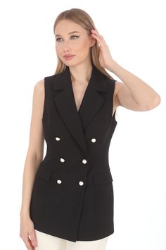 Elevate your wardrobe with our Handcrafted Women's Pearl Button Slim Fit Vest. This elegant tailored waistcoat is meticulously handmade, featuring exquisite pearl buttons that add a touch of sophistication. Perfect for weddings and special occasions, our slim fit vest offers a flattering silhouette and timeless style. Crafted with attention to detail and using high-quality materials, each piece ensures comfort and durability. Whether you're looking for a stylish addition to your formal attire or a unique piece for a special event, our bespoke vests are designed to impress. Explore our collection and discover the perfect match for your sophisticated taste." Lapel Collar Vest With Buttons For Workwear, Elegant Button-up Office Vest, Elegant Single Breasted Button-up Vest, Semi-formal Sleeveless Outerwear With Button Closure, Elegant Single-breasted Button-up Vest, Elegant Party Vest With Buttons, Elegant Tailored Button-up Vest, Elegant Fitted Button-up Vest, Elegant Office Vest With Button Closure