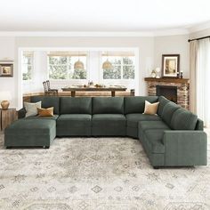 Check out the new HONBAY large-size modular corner sofa bed! It's designed with deeper seats and an oversized corner to create a cozy sleeper couch, perfect for parties, movie nights, naps, and hosting overnight guests. The fabric is soft and durable corduroy, featuring a unique texture and three-dimensional effect. Plus, cleaning is a breeze thanks to the removable, machine-washable sofa cover, ensuring long-term freshness. This sofa is incredibly versatile too! Its modular design allows you to set it up in various configurations, whether it's U-shaped or L-shaped. The large storage ottoman doubles as a coffee table or a chaise lounge extension for added comfort. Whether it's your apartment, living room, study, loft, or office area, this sofa bed is a fantastic addition to any space. Tips Green Sofa And Chairs, Denim Sectional Sofa, Big Living Room Couch, Scandinavian Sectional Sofa, Hunter Green Sofa, Dark Green Sectional Living Room, Stylish Reclining Sofa, Green Sectional Sofa Living Room, Olive Green Sectional Living Rooms