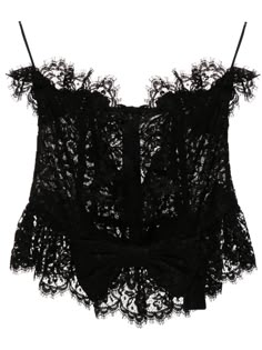 Find ALESSANDRA RICH Bow-detail Lace Bustier Top on Editorialist. black guipure lace bow detailing bustier-style neckline rear zip fastening strapless boned bodice unlined peplum hem Faux Collar, Lace Bustier Top, 3 Strikes, Boned Bodice, Alessandra Rich, Lace Bustier, Lace Bow, Guipure Lace, Lace Bows