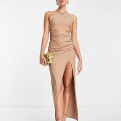 New Asos Sexy Nude Cut Out Dress. Never Worn! Bought For A Wedding But Changed To A Different Dress. Love The Shape And Flattering Cut Outs. Dress With Drape, Short Faux Fur Coat, Casual White Dress, Design Square, Different Dresses, Knit Mini Dress, Short Pajama Set, Pleated Mini Skirt, Tops For Leggings