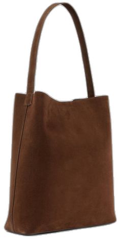 Elegant Suede Bucket Bag Tote, Brown Suede Shoulder Bag For Work, Square Leather Bucket Bag, Chic Rectangular Suede Bucket Bag, Suede Tote Shoulder Bag For Work, Brown Calf Leather Satchel, Brown Leather Bucket Bag For Shopping, Chic Shoulder Bag With Leather Backing For Shopping, Chic Leather-backed Shoulder Bag For Shopping