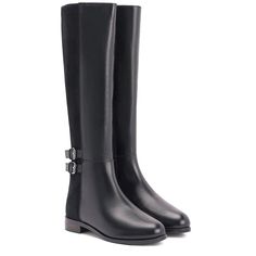 Beautifully made, these black knee high long boots are crafted from 100% genuine leather with back stretch suede, fleece lined for a luxurious feel, padded leather footbed provides lasting comfort. Featuring round toe, back stretchable suede for the perfect fit around the calf, an inside zip closure to ensure comfortably slip them on and off. These great-looking double buckle wrap straps decorative boots feature a classic western style that can take you from a day in the office to a casual date Long Black Leather Boots, Long Leather Boots, Black Leather Knee High Boots, Leather Knee High Boots, Back Stretches, Casual Date, Black Knees, Knee High Leather Boots, Long Boots