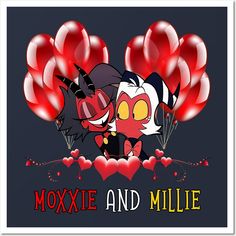 an image of valentines day card with balloons and devil face in the middle on a dark background