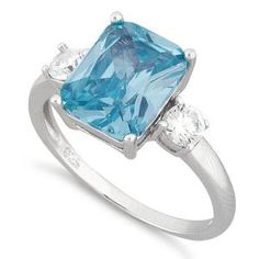 Sterling Silver Rings | Silver Jewelry 70% Below Retail – Page 4 – Dreamland Jewelry Real Jewelry, Sparkling Rings, Stone Setting, Zircon Ring, Cz Ring, 14k White Gold Ring, Blue Topaz Ring, Topaz Ring, Emerald Cut