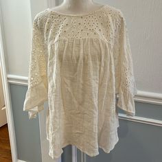 Purchased From Anthropologie Size Small Fits Oversized New With Tags Eyelet Design 3/4 Flowy Sleeves Cream/White Color White Eyelet Blouse, Cream White Color, Eyelet Blouse, Mock Neck Blouse, Paisley Top, Balloon Sleeve Blouse, Flowy Sleeves, Purple Silk, Anthropologie Top