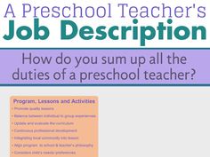 a teacher's job description with the title how do you sum up all the duties of a preschool teacher?