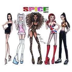 the spice girls are all dressed up in different outfits