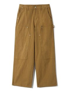 This is a casual and comfortable pants by BASEMOMENT that is made out of high quality and sturdy fabric. With minimal design detail and trendy mood, you can style it for your casual and young daily outfit.- Bio washed cotton 100% fabric- Double knee patch detail on the front- YKK zipper closure- Wide silhouette High-waisted Cotton Cargo Work Pants, Beige High-waisted Chinos With Pockets, Beige Cotton Bottoms With Pockets, Brown Cotton Work Pants With Side Pockets, High-waisted Cotton Wide Leg Pants For Streetwear, Wide-leg Cotton Work Pants With Side Pockets, Beige Cotton Cargo Pants, Spring Beige Cotton Cargo Pants, Cotton Utility Work Pants With Relaxed Fit