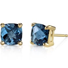 Meet us in London Melt into the precious moments of your day (and night) with the sweet whispers of our London Blue Topaz. These standout earrings feature cushion cut Peora natural london blue topaz gemstones in 14K yellow gold. Our natural London Blue Topaz gemstones are a unique gift from nature. By cutting them in a way that respects the rough's natural radiance, we ignite their inherent intensity and maximize their brilliance to deliver on our signature Peora standard. Handcrafted in pure 14K yellow gold goodness, these earrings have been carefully coated in an elegant finish. Our artisans are expertly trained in this process which fortifies the earring's strength, shine and brilliance. Looking for an anniversary or engagement present? Our concierge stylists are here to help with all o Cushion Cut Earrings, Tanzanite Studs, London Blue Topaz Earrings, Jewelry Questions, Tanzanite Earrings, Cut Earrings, Gold Cushions, Blue Topaz Earrings, Topaz Earrings