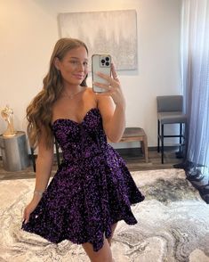 Short Dance Dresses, Purple Boutique, Purple Homecoming Dress, Sequin Homecoming Dress, Graduation Dresses, Short Party Dress, Party Kleidung, Short Homecoming Dress, Short Prom Dress