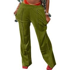 Grass Green Velvet Casual Sports Pants Green Baggy Pants For Sports, Fall Sports Trousers, Green Baggy Sports Pants, Baggy Green Pants For Sports, Baggy Green Sports Pants, Fall Sports Pants With Pockets, Green Wide Leg Athleisure Joggers, Sporty Green Wide Leg Joggers, Green Sportswear Pants With Pockets