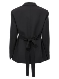 'Tailored' single-breasted wool blazer with button closure, pockets, padded shoulders, long sleeves, back ribbon detail, and back split. Composition: 98% virgin wool 2% elastane Avant Garde Dresses, Crop Blazer, Belted Jacket, Tailored Blazer, Single Breasted Jacket, Womens Blazers, Long Sleeve Blazers, White Blazer, Black Blazers