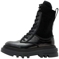 PRICES MAY VARY. These boots fit true to size Ankle boots Lace up Side zip closure Round toe Allsaints Black Ankle Boots, Allsaints Leather Ankle Boots, Allsaints Leather Boots With Round Toe, Allsaints Ankle Boots For Fall, Best Winter Shoes, Winter Shoes Boots, Shoes Guide, Ankle Boots Lace, Black Leather Combat Boots