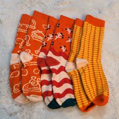 Thick And Comfortable! Never Worn 10 Casual Orange Winter Socks, Casual Cheap Orange Socks, Tangerine Socks, Playful Multicolor Super Soft Socks, Multicolor Non-slip Comfortable Socks, Orange Yellow, Hosiery, Bundles, Socks