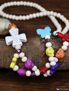 OrcaJump - Pearl Necklace with Crystal Stone Beads, Wood Heart, Rainbow Butterfly Charm - Long Necklace for Women Wedding, Party Gift Butterfly Rainbow, Heart Rainbow, Heart Butterfly, Cheap Necklaces, Wedding Party Gift, Necklace Beads, Rainbow Butterfly, Stone Pictures, Rustic Jewelry