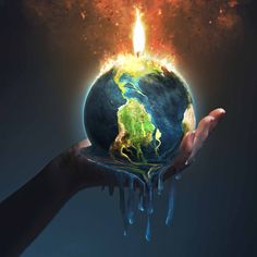 a hand holding the earth with fire coming out of it stock photo © shutterstocker