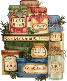 a cross stitch pattern with words and pictures on it that say love is in the contentment