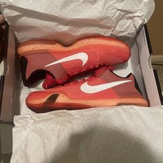 Size 11 - Kobe 10 Hot Lava [705317 616] The Shoes Were New And Had Not Been Worn Once. There's The Original Shoebox. Red Basketball Shoes With Perforated Toe Box, Red Basketball Shoes For Sports, Red Sporty Basketball Shoes With Translucent Outsole, Red Leather Basketball Shoes With Perforated Toe Box, Red Lace-up Running Shoes With Translucent Outsole, University Red Running Shoes With Branded Insole, Kobe 10, Nike Red, Shoe Box