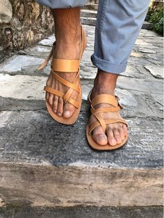 LEATHER SANDALS :: Slingback Leather Sandals Men - Christina Christi Handmade Products Gucci Mane, Genuine Leather Sandals, Sandals Outfit