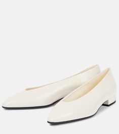 Rebecca Leather Ballet Flats in White - Loro Piana | Mytheresa Ballet Pumps, Leather Ballet Flats, White Flats, Loro Piana, Designer Gifts, Color Name, Ballet Flats, Bags Designer, Color Design