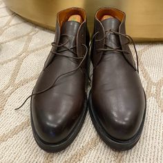 Ermenegildo Zegna Leather Ankle Boots Made In Italy Are Almost Perfect With No Visible Flaws. Semi-formal Fall Chukka Boots With Round Toe, Semi-formal Calf Leather Boots With Round Toe, Business Ankle-high Leather Shoes With Leather Lining, Luxury Moc Toe Business Boots, Brown Round Toe Chukka Boots For Semi-formal Occasions, Brown Ankle Chelsea Boots For Formal Occasions, Brown Ankle Chelsea Boots For Formal Wear, Semi-formal Chukka Boots With Leather Sole, Formal Fall Chukka Boots With Round Toe