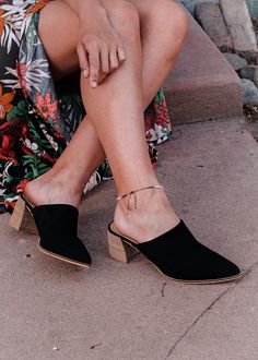 DETAILS Slip into warmer weather with our Comfort Calls Suede Heeled Mule. Featuring faux suede material on stacked block heels, a pointed closed toe, a flat sole, and a lightweight slip-on silhouette! They are so comfy to wear all day and they also runs more true to size. Heel Height: 2” Fit True Slip On Pointed Toe Suede Fabrication Padded Insole Stacked Heel Slides Outfit, Heeled Mule, Black Suede Heels, Makeup Stain, Suede Material, Flat Espadrille, Suede Heels, Stacked Heel, Mule