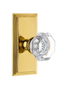 an image of a golden door handle with crystal knob