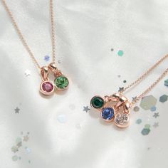 "Our Family Birthstone Necklace is a personalised keepsake gift full of sentiment with each birthstone added to represent a loved one, or member of your family. Each sparkling Swarovski crystal charm is vibrantly coloured to represent yours or your loved ones birthstone, harnessing the stone's properties, You can add up to 6 birthstone charms to go on your chosen chain length when building your own necklace, finished off with one of our 12 quote cards to go inside the box. This stunning rose gol Personalized Rose Gold Birthstone Necklace For Mother's Day, Personalized Rose Gold Birthstone Necklace For May, Rose Gold Sterling Silver Birthstone Necklace For Birthday, Rose Gold Birthstone Jewelry For Birthday, Personalized Rose Gold May Birthstone Necklace, Mother's Day Pink Birthstone Necklace, Personalized Rose Gold Birthstone Charm Necklace, Personalized Pink Birthstone Jewelry, Rose Gold Birthstone Necklace For Mom