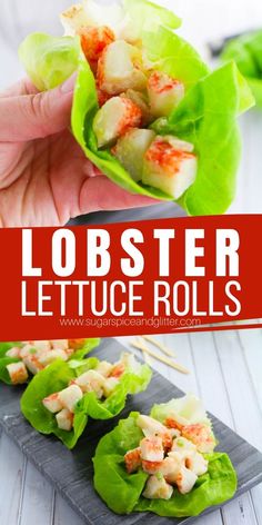 lobster lettuce rolls with text overlay