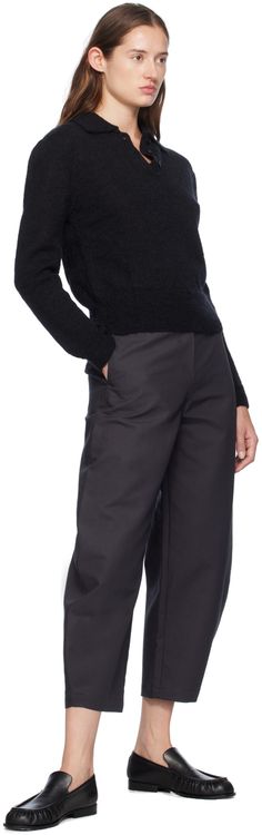 Cotton canvas trousers. · Four-pocket styling · Zip-fly · Curved outseams · Darts at back waistband Supplier color: Charcoal Fall Wide Leg Work Pants With Welt Pockets, Fall Tapered Leg Work Pants With Welt Pockets, Fall Work Pants With Pockets And Straight Hem, Fall Work Pants With Patch Pockets, Business Casual Bottoms For Fall, Fall Workwear Bottoms With Five Pockets, Fall Bottoms With Hip Pockets And Tapered Leg, Fall Bottoms With Tapered Leg And Hip Pockets, Winter Workwear Bottoms With Hip Pockets