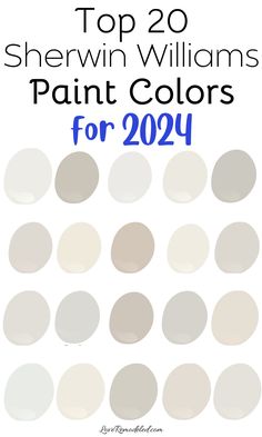 the top 20 sheryln williams paint colors for 2021, including white and gray