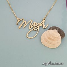 Order any name for your solid 14K gold Maya style nameplate necklace!! A great personalized custom made gift for any occasion!! Birthday, Graduation Or Any Holiday! *Both the nameplate and chain are all solid 14k gold. *Stamped for authenticity 14K. *Nameplate is 0.8 mm high quality thickness. *1.0 cm tall first capital letter. *This listing is for one (1) name with one (1) capital letter only! *In the photo you can view the 1.0 gram box chain. *Choose your twisted herringbone chain length from Gold Plated Nameplate Necklace For Anniversary, Gold Custom Necklace For Wedding, Customizable Gold Necklace For Wedding, Customizable Gold Wedding Necklace, Customizable Gold Name Necklace For Wedding, Customized 14k Gold Name Necklace, Customized 14k Gold Name Necklace For Personalized Gift, Personalized 14k Gold Necklace With Names, Elegant Customizable Gold Plated Name Necklace