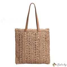 Bird in Bag - Straw bag female days large capacity shoulder bag beach bag wisp woven bag hand rattan bag shopping bag Large Capacity Basket Beach Bag For Daily Use, Straw Hobo Bag For Shopping, Large Capacity Straw Crochet Bag For Daily Use, Large Capacity Basket Bag For Beach Season, Large Rectangular Beach Bag For Beach Season, Rectangular Large Capacity Beach Bag For Beach Season, Large Capacity Long Handle Beach Bags, Large Capacity Straw Shoulder Beach Bag, Large Capacity Straw Beach Shoulder Bag