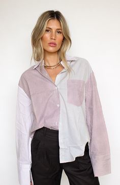 Hendrix Button Down Shirt – DUSTED ROSE Front Pocket Design, Hendrix, Care Label, High Low Hem, S Models, Pocket Design, Medium Length, Front Pocket, High Low